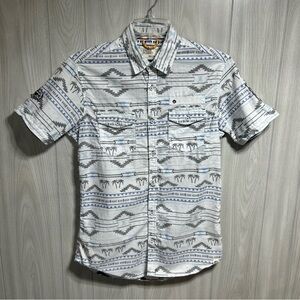 FREE PLANET Aztec SouthWestern Button Up Short Sleeve Shirt Size Medium